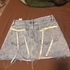 Denim Mini Skirt with Cream Accents